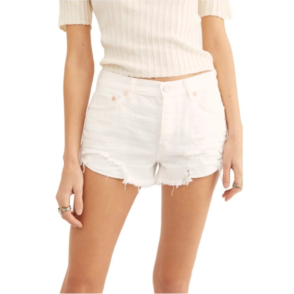 FREE PEOPLE NWT Loving Good Vibrations Spring White Shorts 27 #0206